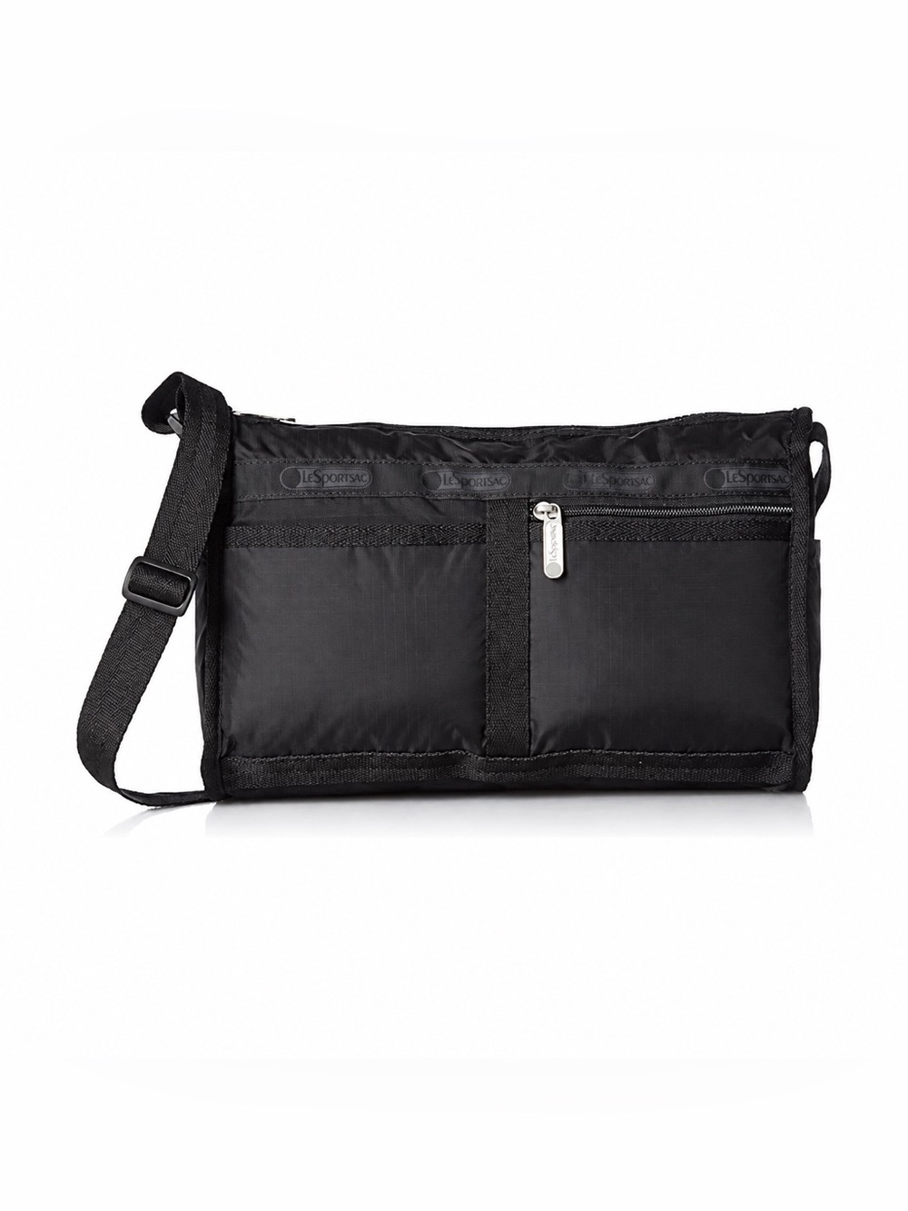NEW LeSportsac Classic Deluxe Shoulder Crossbody Bag Black Nylon Pouch 7519 RARE